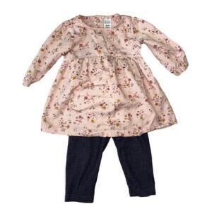 Baby Girl Carter's Pink Floral Dress and Legging Set Size 6M